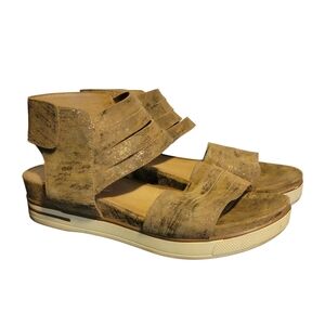 Eileen Fisher‎ Slice Tumbled Nubuck Metallic Tan Brown Sneaker Sandal 8